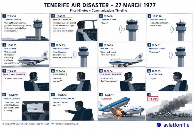 The visuals and conversations provide a summarized and shortened version of the accident.
Tenerife Accident