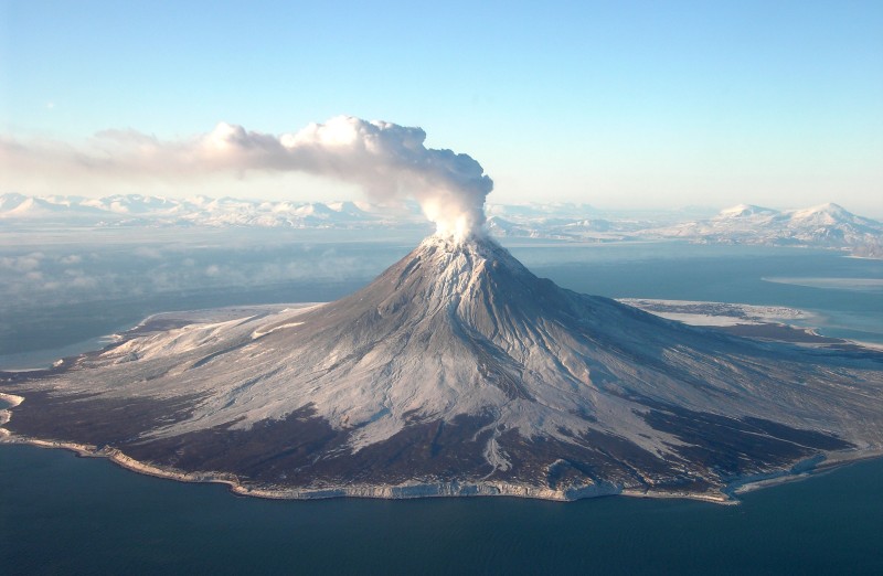 Augustine Volcano (Alaska) during its eruptive phase on January 24, 2006