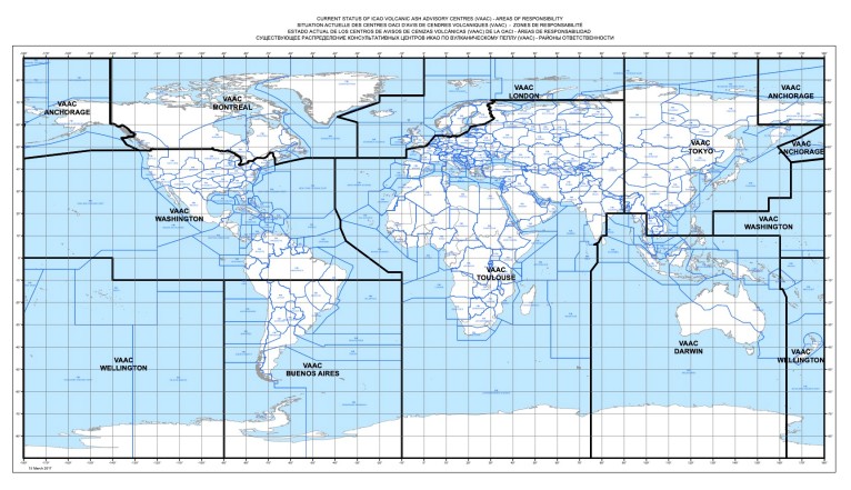 Volcanic Ash Advisory Centre (VAAC)
map 2017