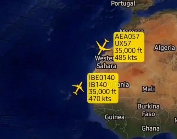 Screenshot of the incident, 10 July 2026, TCAS