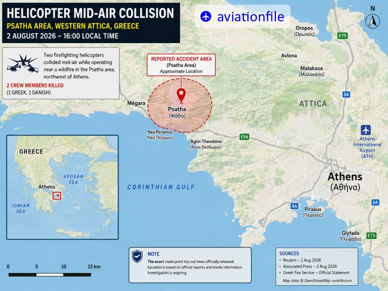 Greece Firefighting Helicopter Crash: Two Killed in Mid-Air Collision Near Athens